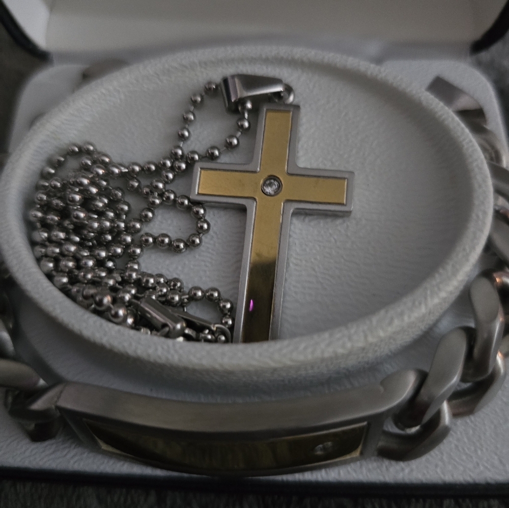 Mens bracelet and pendent set